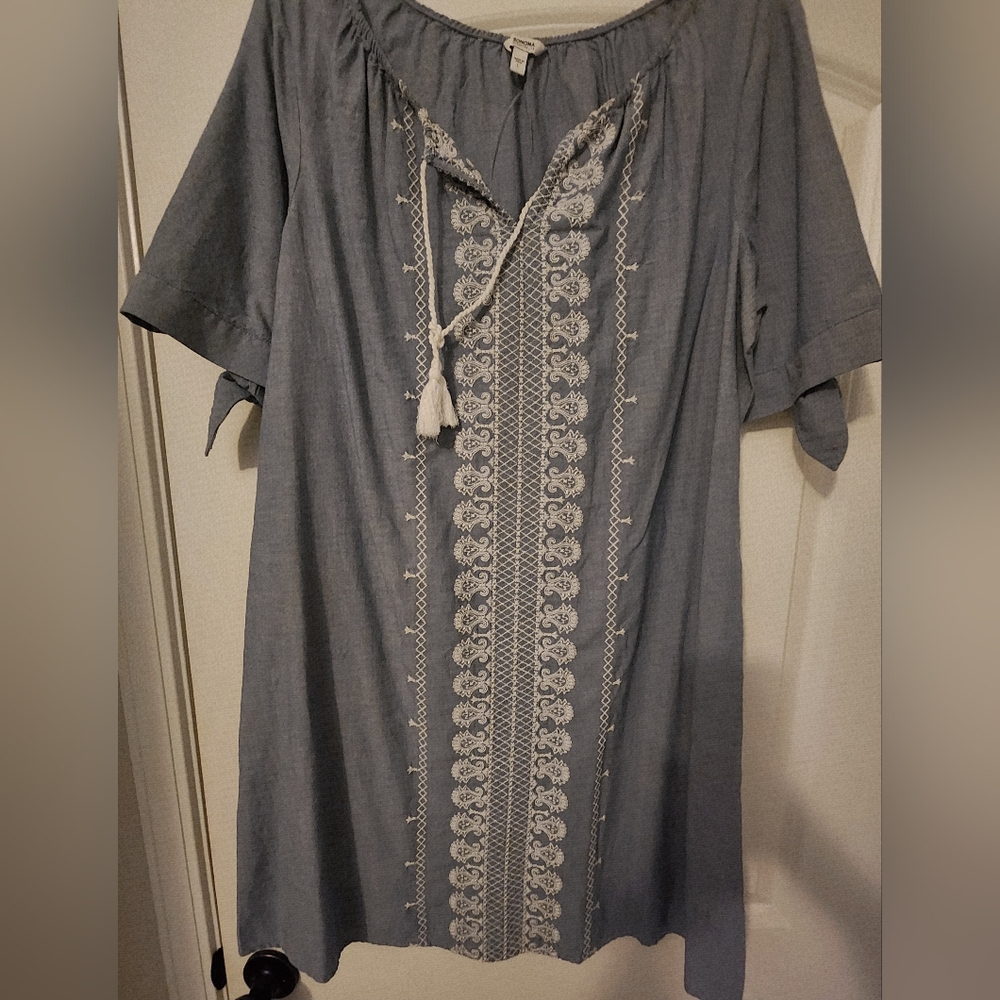Sonoma Light Denim Blue Embroidered Blouse